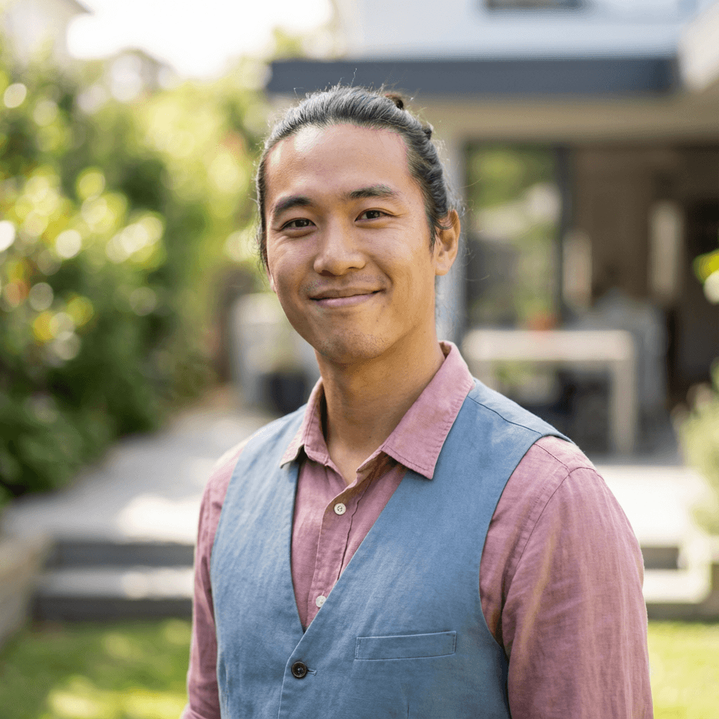 James Chen in business casual attire